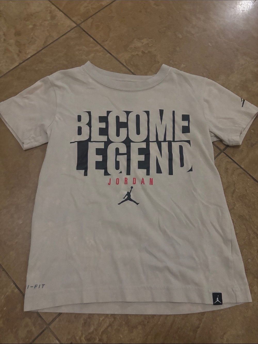 Jordan White 'Become Legend' Tee with Navy & Red Accents